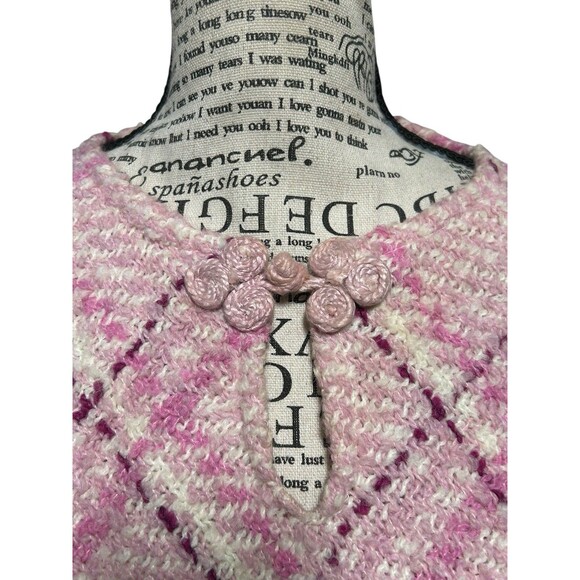 Boyne Valley Weavers Ireland Womens OS Pink Wool Alpaca Shaw Fisherman Coastal - Picture 2 of 8